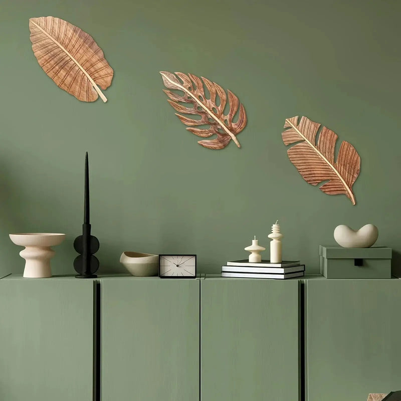 Wall Art - Rustic Mango Wood Leaf by House Of Avana