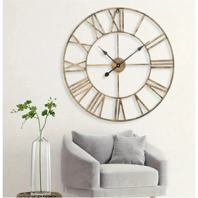 Wall Clock - Silent Metal Roman 12-Inch by House Of Avana