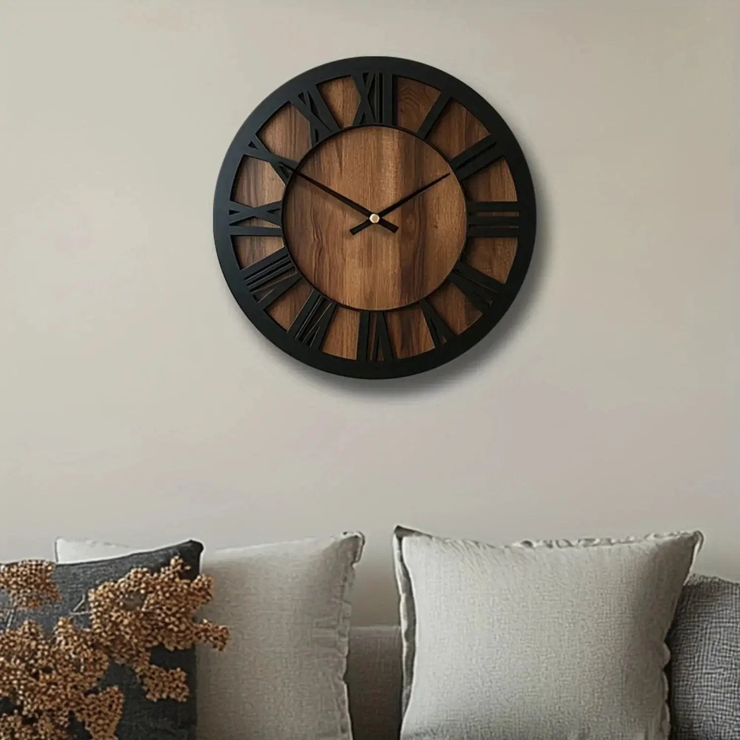 Wall Clock - Silent Wooden Round by House Of Avana