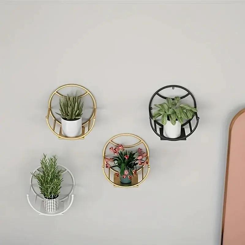 , Wall Hanging Flower Shelf Living Room Balcony Iron Art Free Punching Green Pot Succulent Pot Plant Flower Shelf Household Storage by House Of Avana