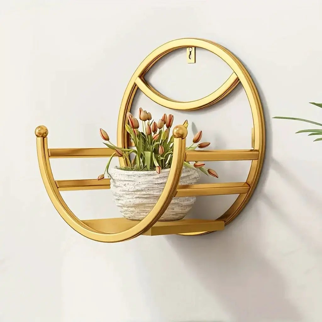 , Wall Hanging Flower Shelf Living Room Balcony Iron Art Free Punching Green Pot Succulent Pot Plant Flower Shelf Household Storage by House Of Avana