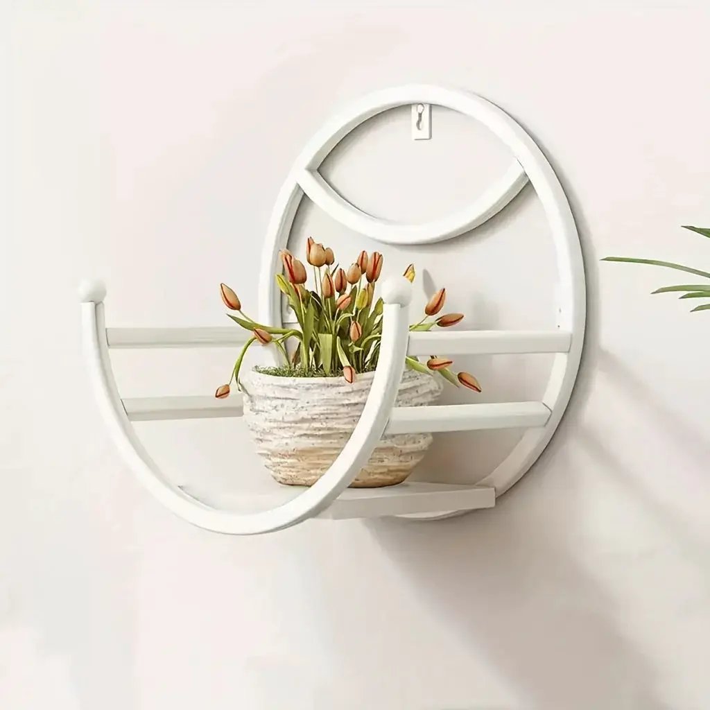 , Wall Hanging Flower Shelf Living Room Balcony Iron Art Free Punching Green Pot Succulent Pot Plant Flower Shelf Household Storage by House Of Avana
