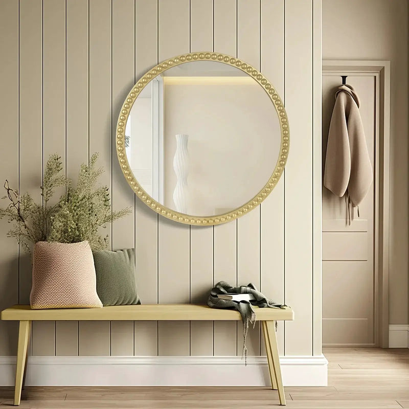 Wall Mirror - Beaded Gold 24 Inch by House Of Avana