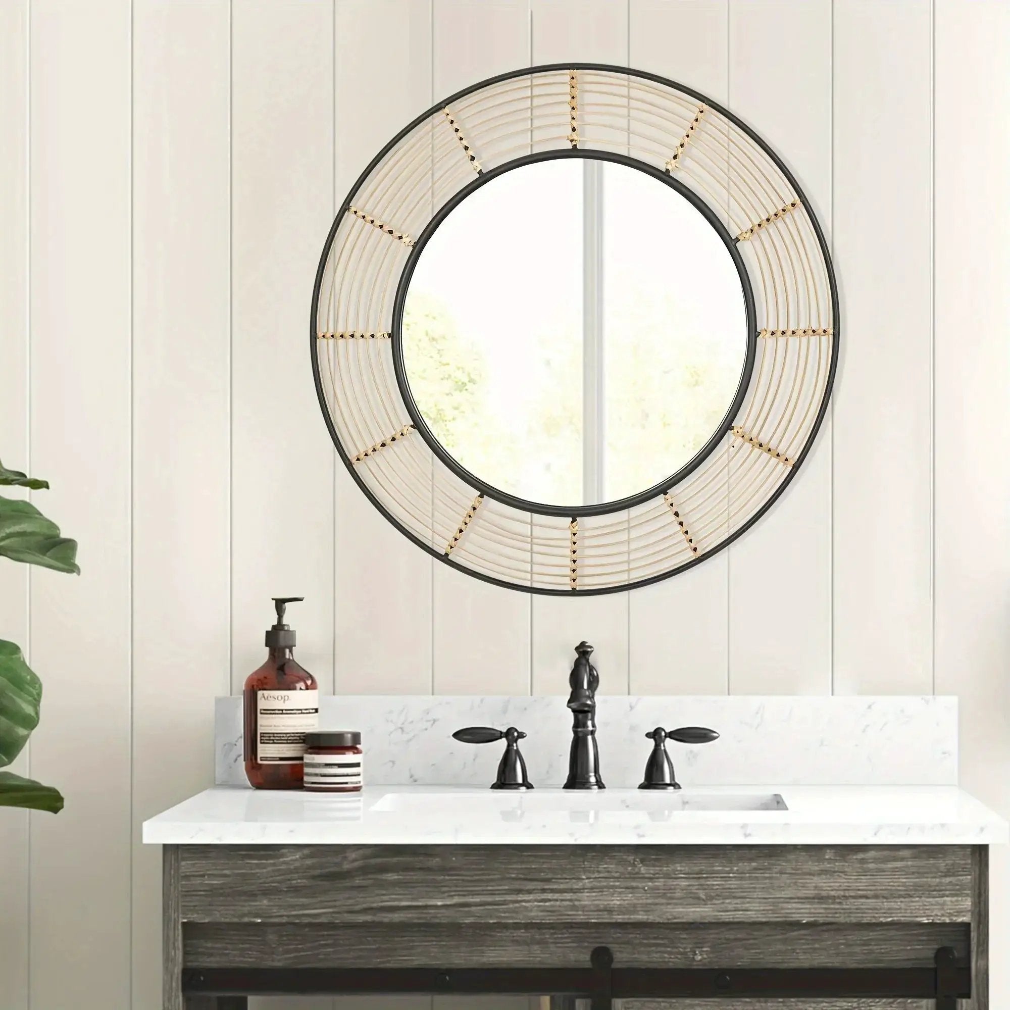 Wall Mirror - Rattan Large Round by House Of Avana