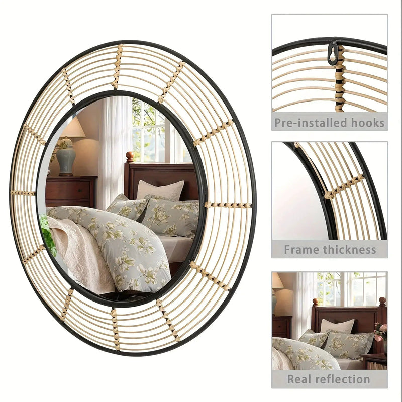 Wall Mirror - Rattan Large Round by House Of Avana