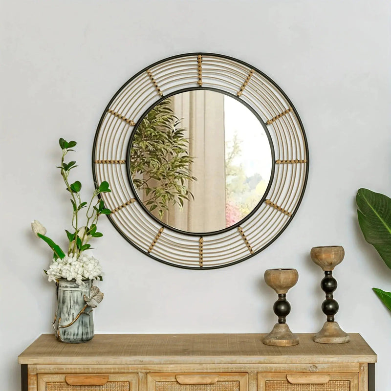 Wall Mirror - Rattan Large Round by House Of Avana