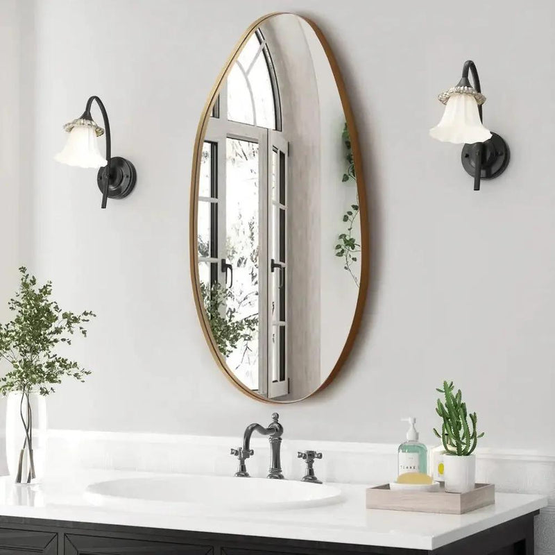 Wall Mirror - Round Gold Metal by House Of Avana