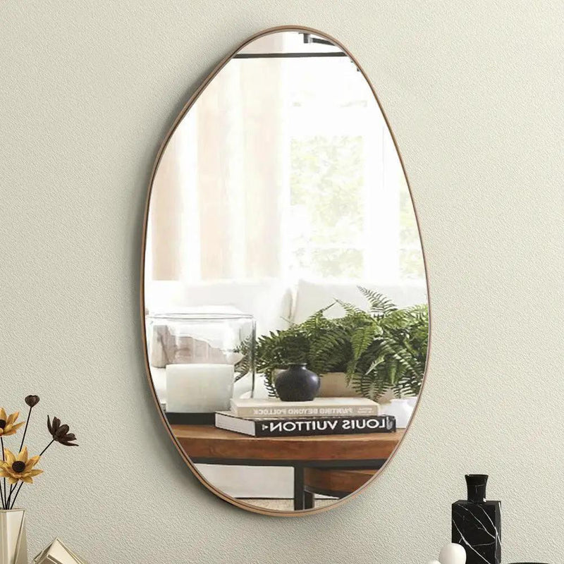 Wall Mirror - Round Gold Metal by House Of Avana