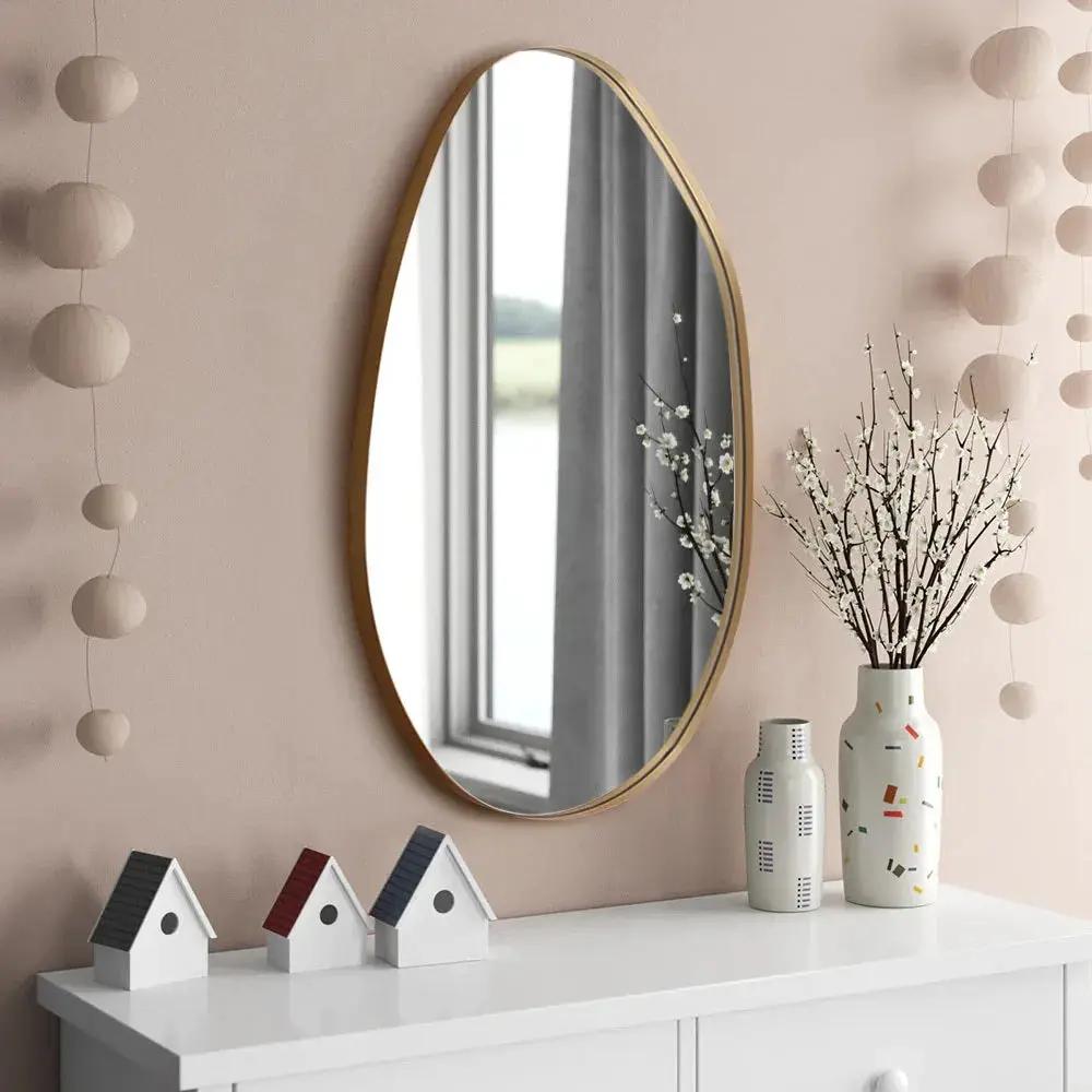 Wall Mirror - Round Gold Metal by House Of Avana