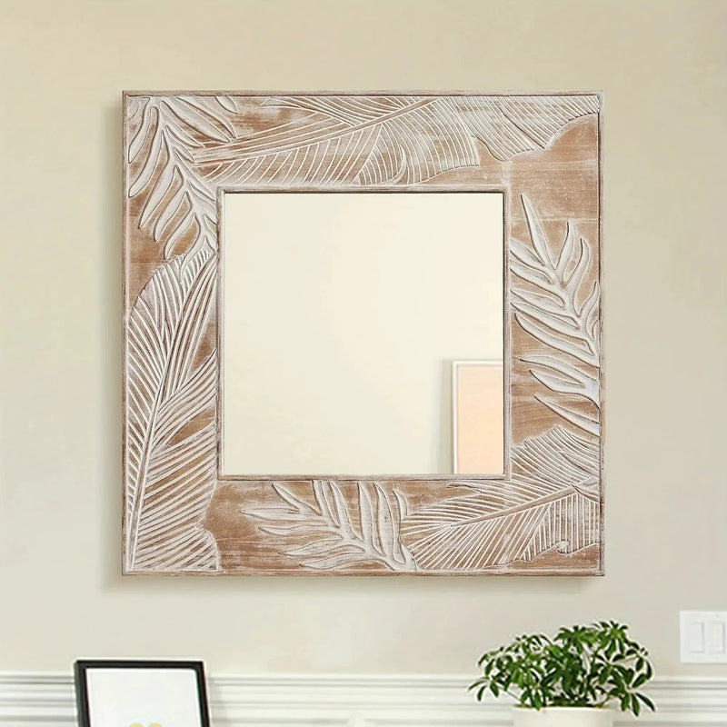 Wall Mirror - Rustic Wood Square by House Of Avana