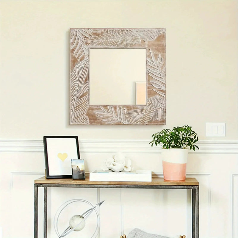 Wall Mirror - Rustic Wood Square by House Of Avana