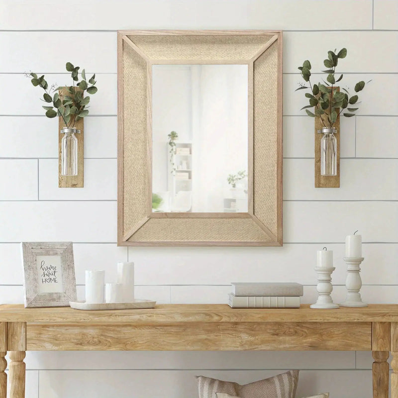 Wall Mirror - Woven Rattan Natural Rectangle by House Of Avana