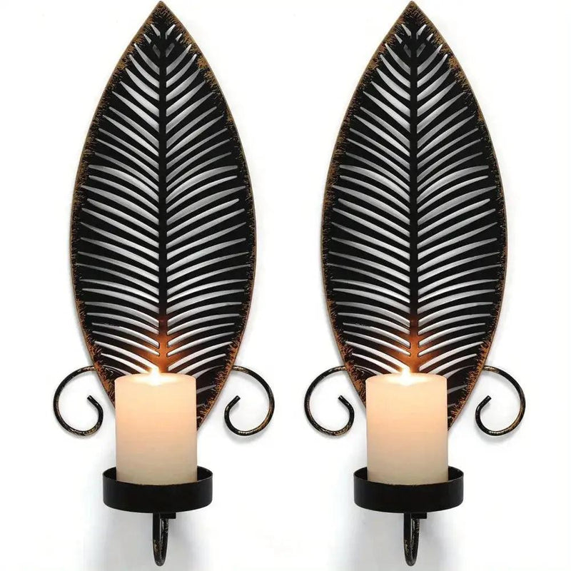 Wall Sconces - Golden Metal 2pcs by House Of Avana