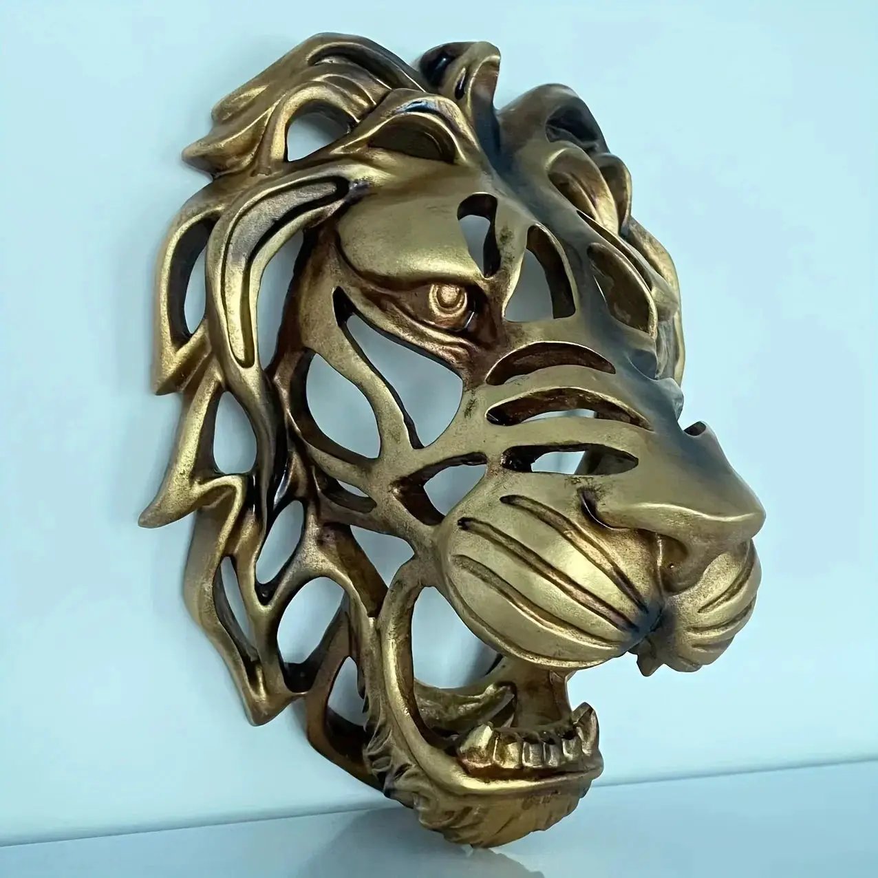 Wall Sculpture - Hollow Metal Lion Head by House Of Avana