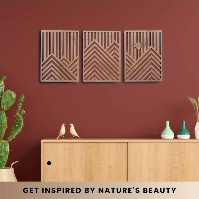 Wall Sculpture - Rustic Oak Mountain by House Of Avana