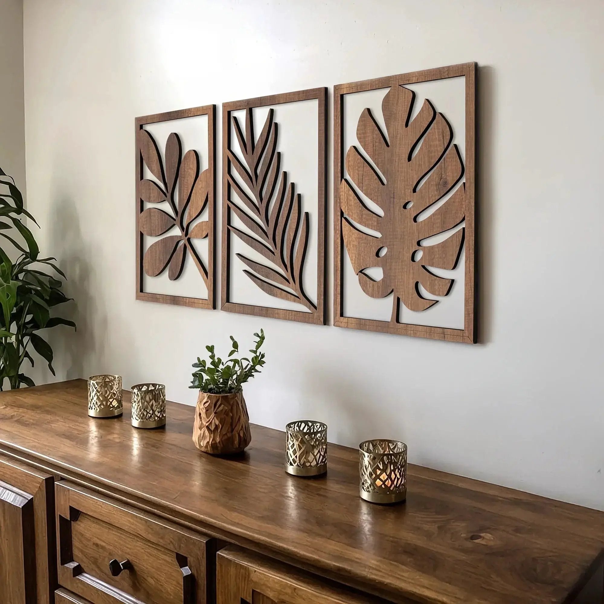 Wall Sculpture - Rustic Walnut Wood Large by House Of Avana