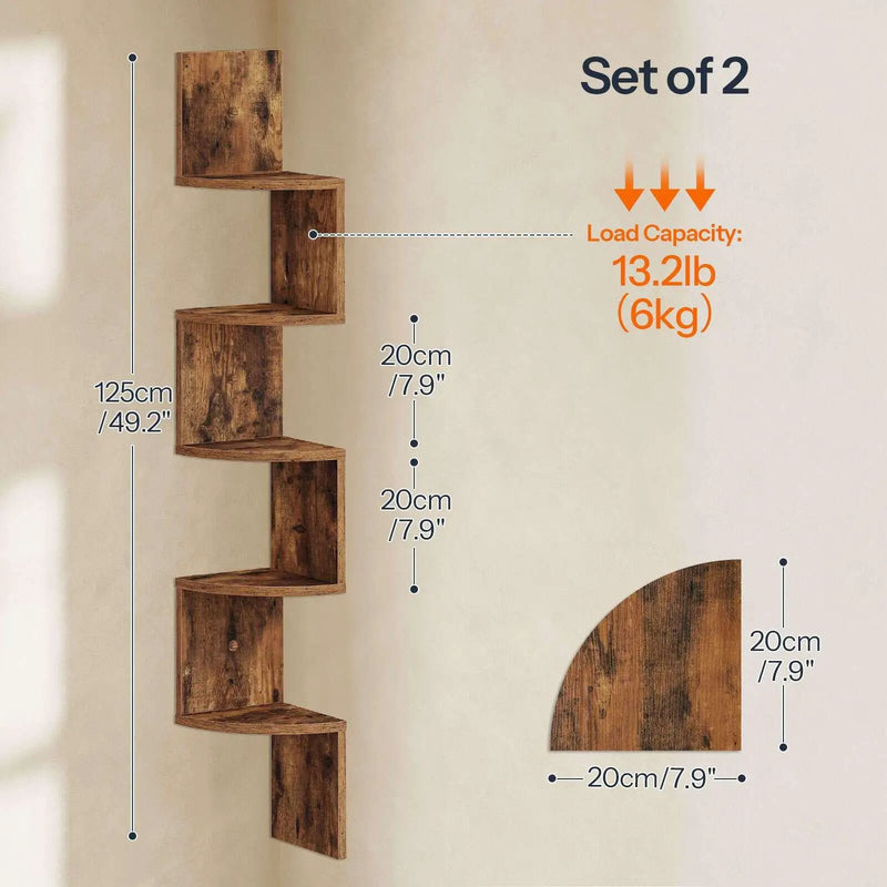 Wall Shelves - 5-Tier Brown Corner by House Of Avana