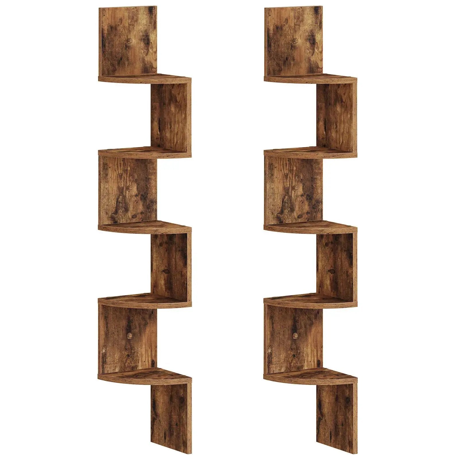 Wall Shelves - 5-Tier Brown Corner by House Of Avana