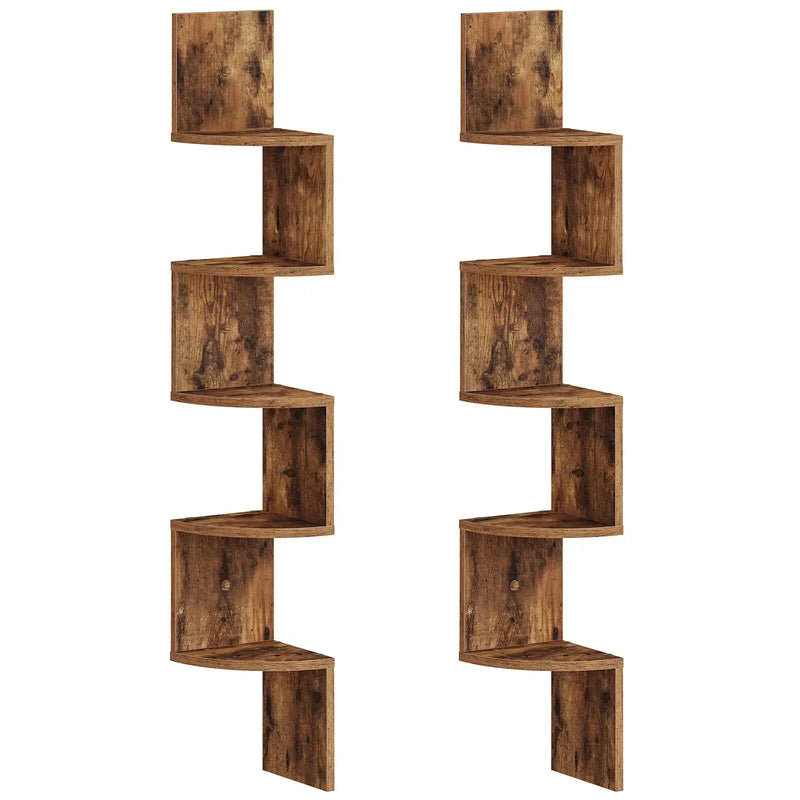 Wall Shelves - 5-Tier Brown Corner by House Of Avana