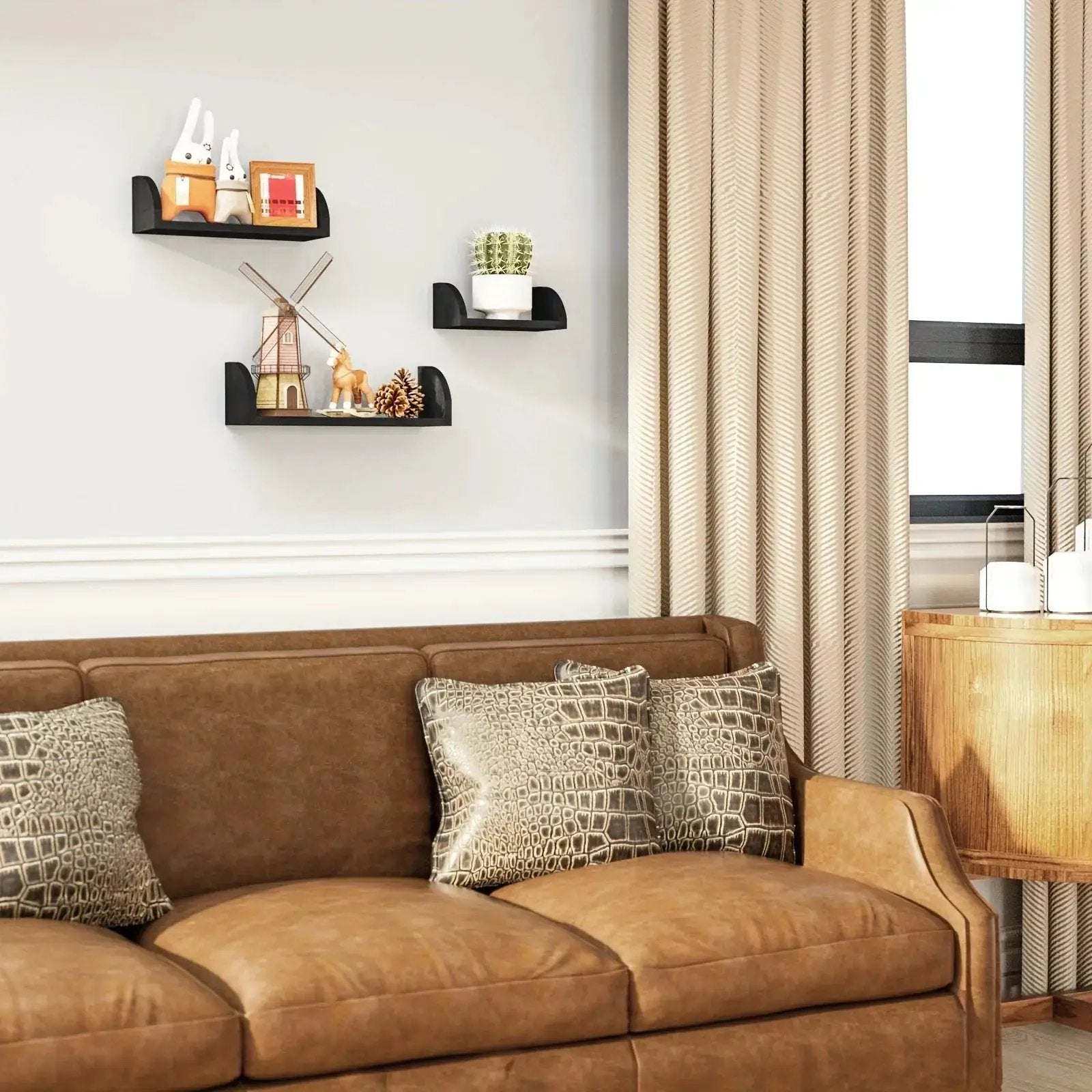 Wall Shelves - Floating Wood Black Set by House Of Avana
