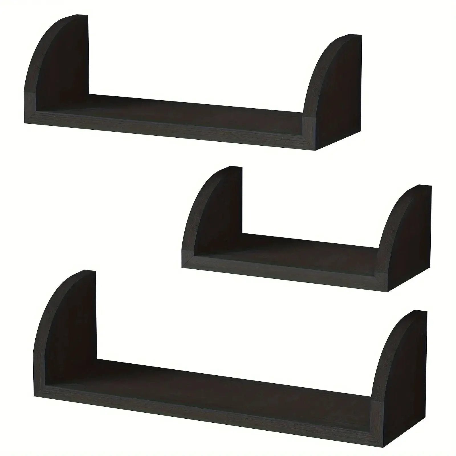 Wall Shelves - Floating Wood Black Set by House Of Avana