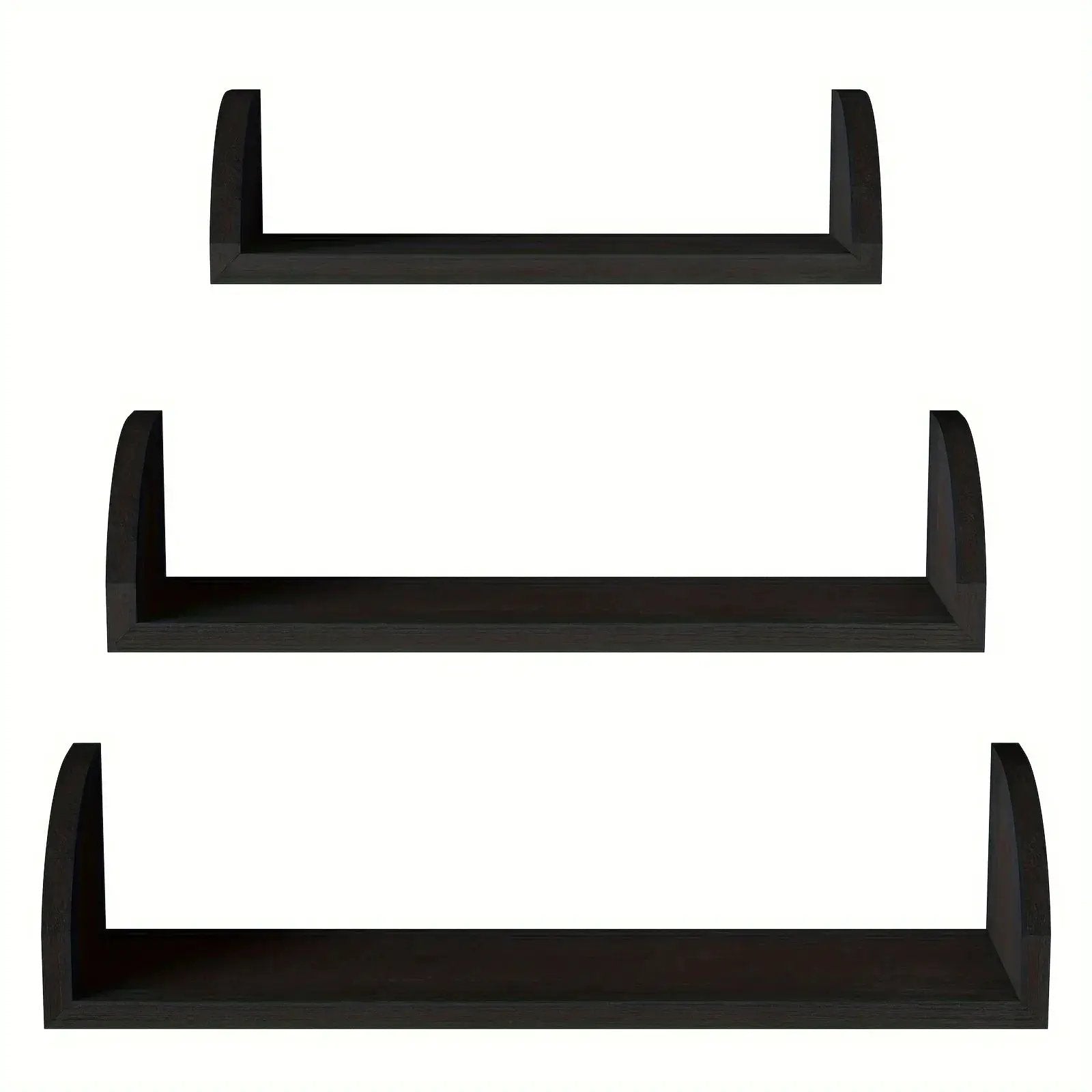 Wall Shelves - Floating Wood Black Set by House Of Avana