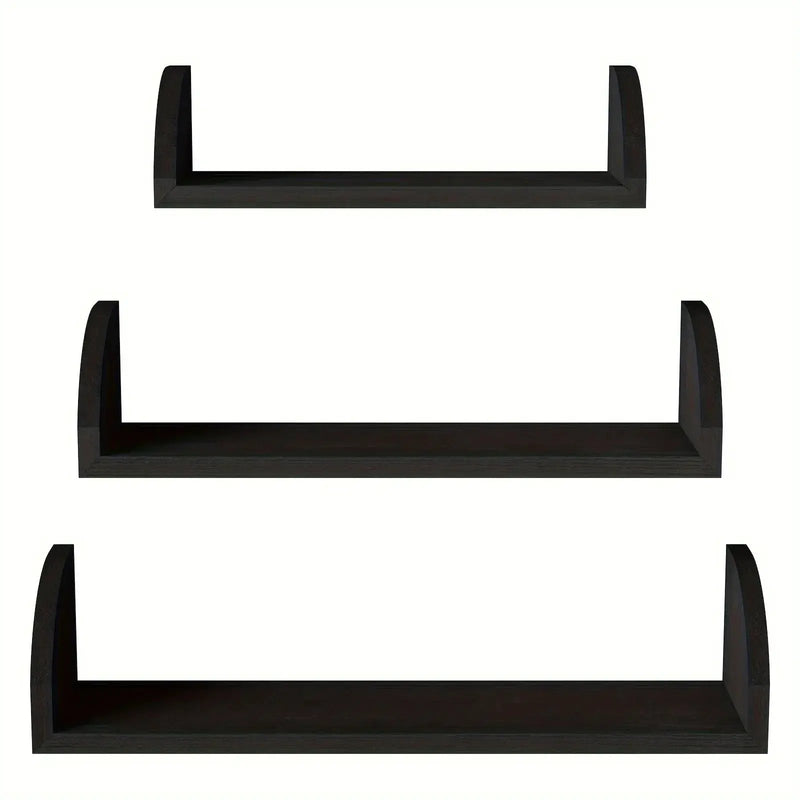 Wall Shelves - Floating Wood Black Set by House Of Avana