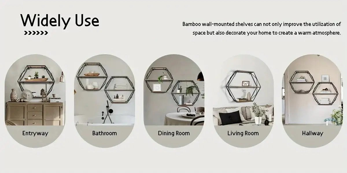 Wall Shelves - Floating Wood Hexagon by House Of Avana