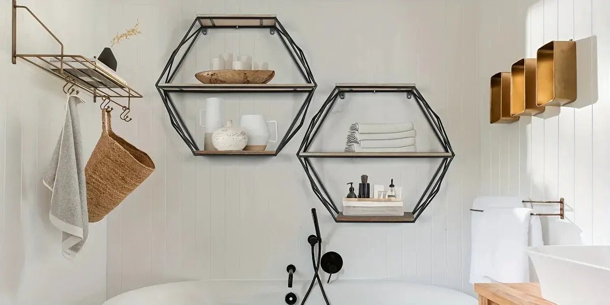 Wall Shelves - Floating Wood Hexagon by House Of Avana