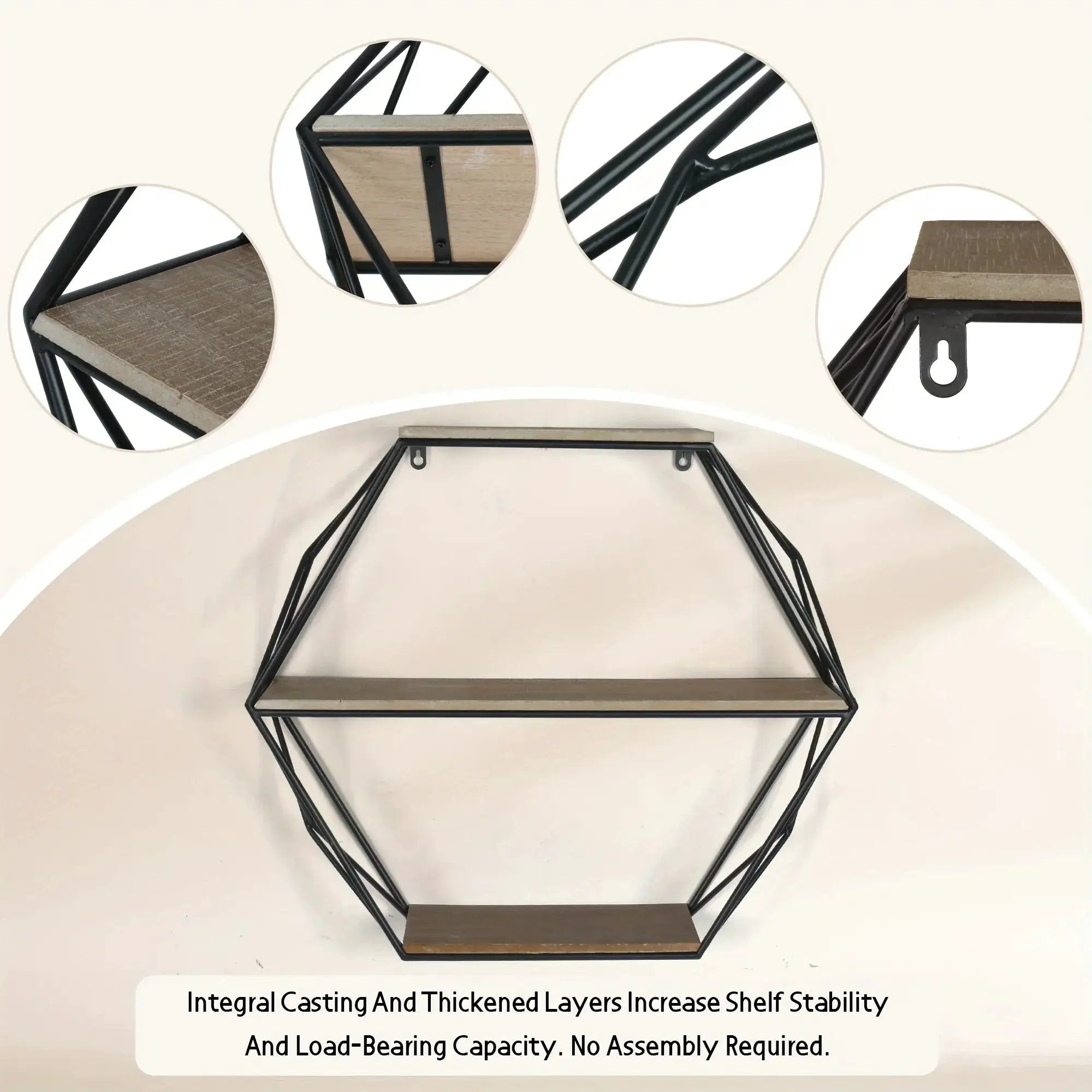 Wall Shelves - Floating Wood Hexagon by House Of Avana
