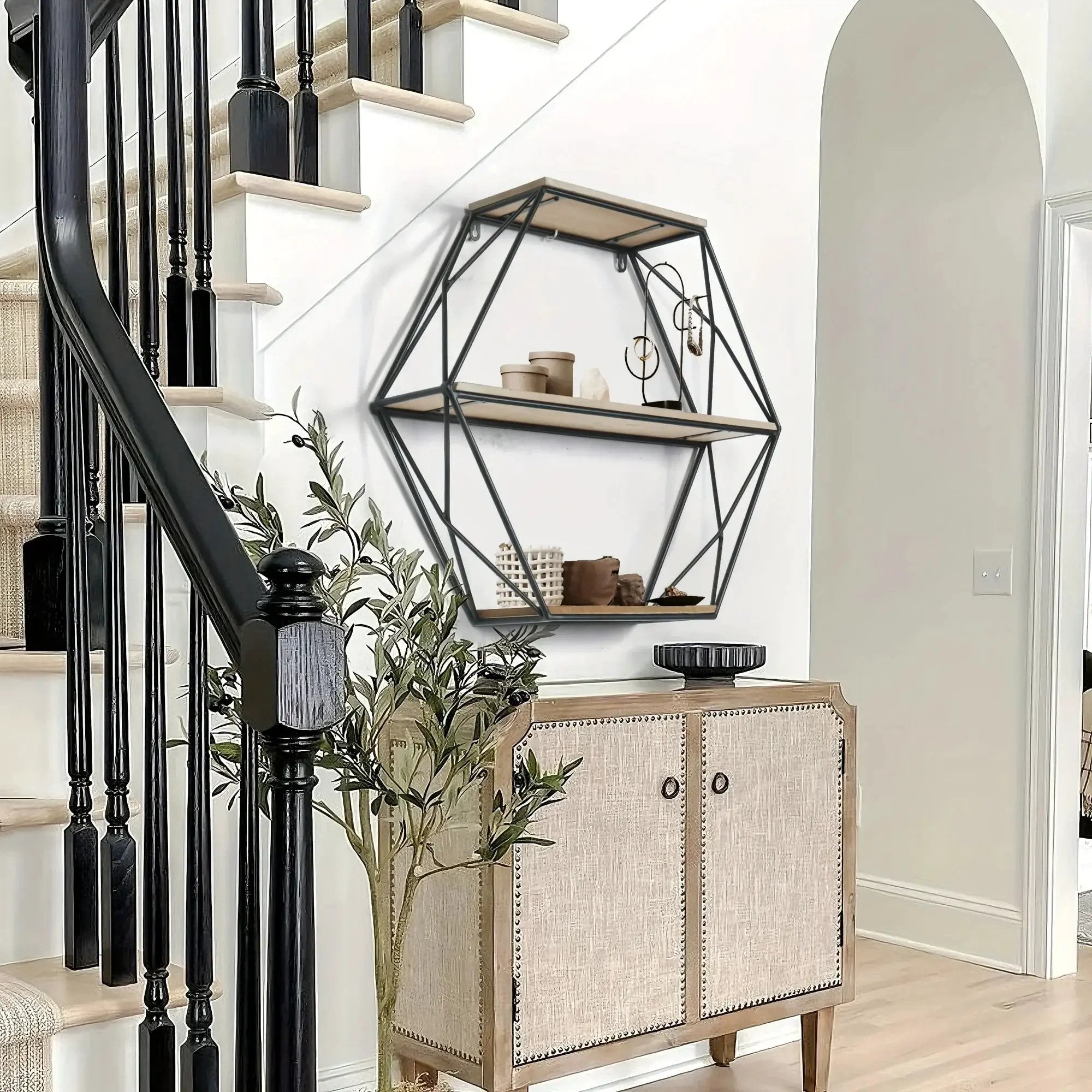 Wall Shelves - Floating Wood Hexagon by House Of Avana