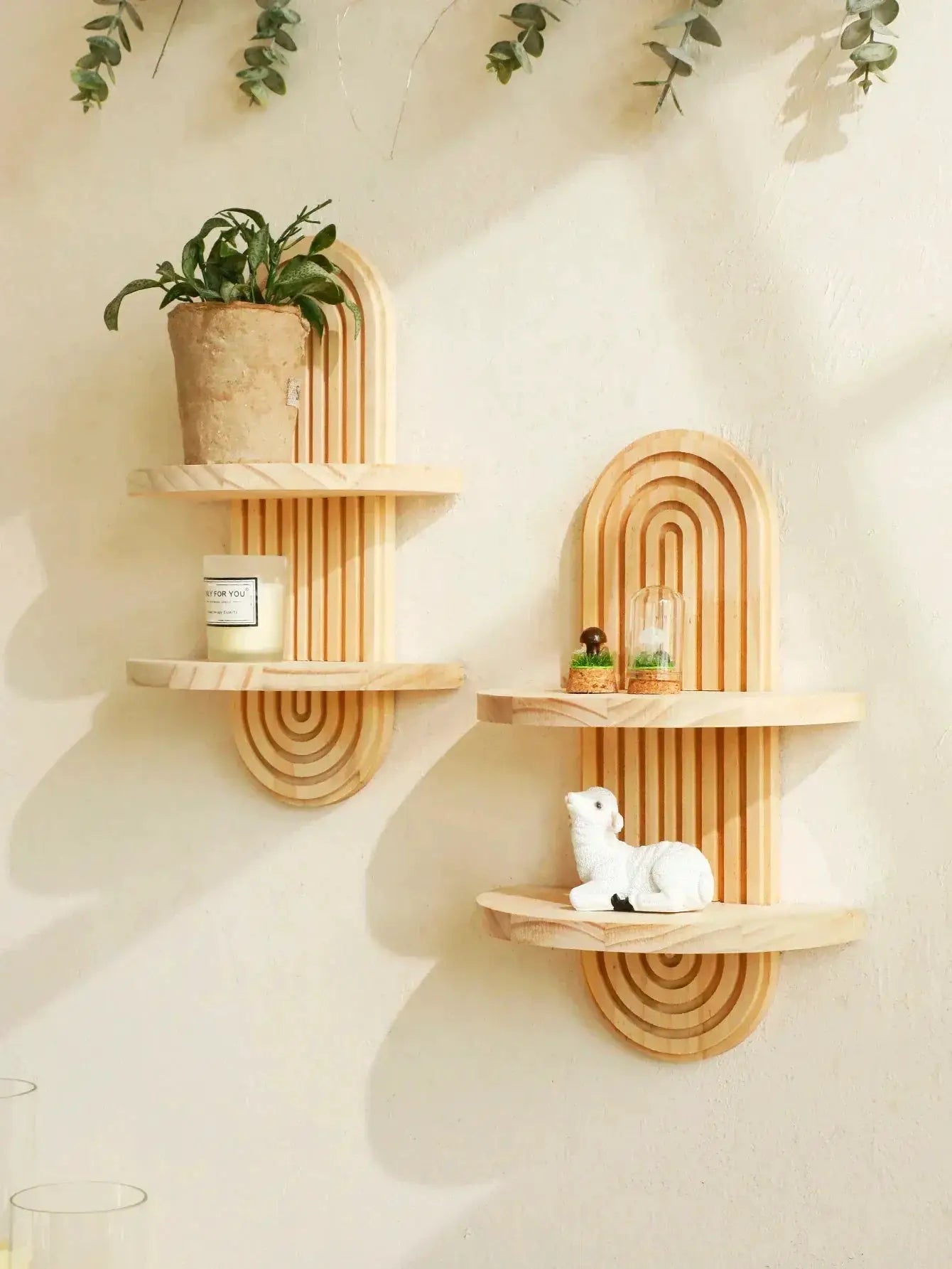 Wall Shelves - Geometric Wooden Natural by House Of Avana