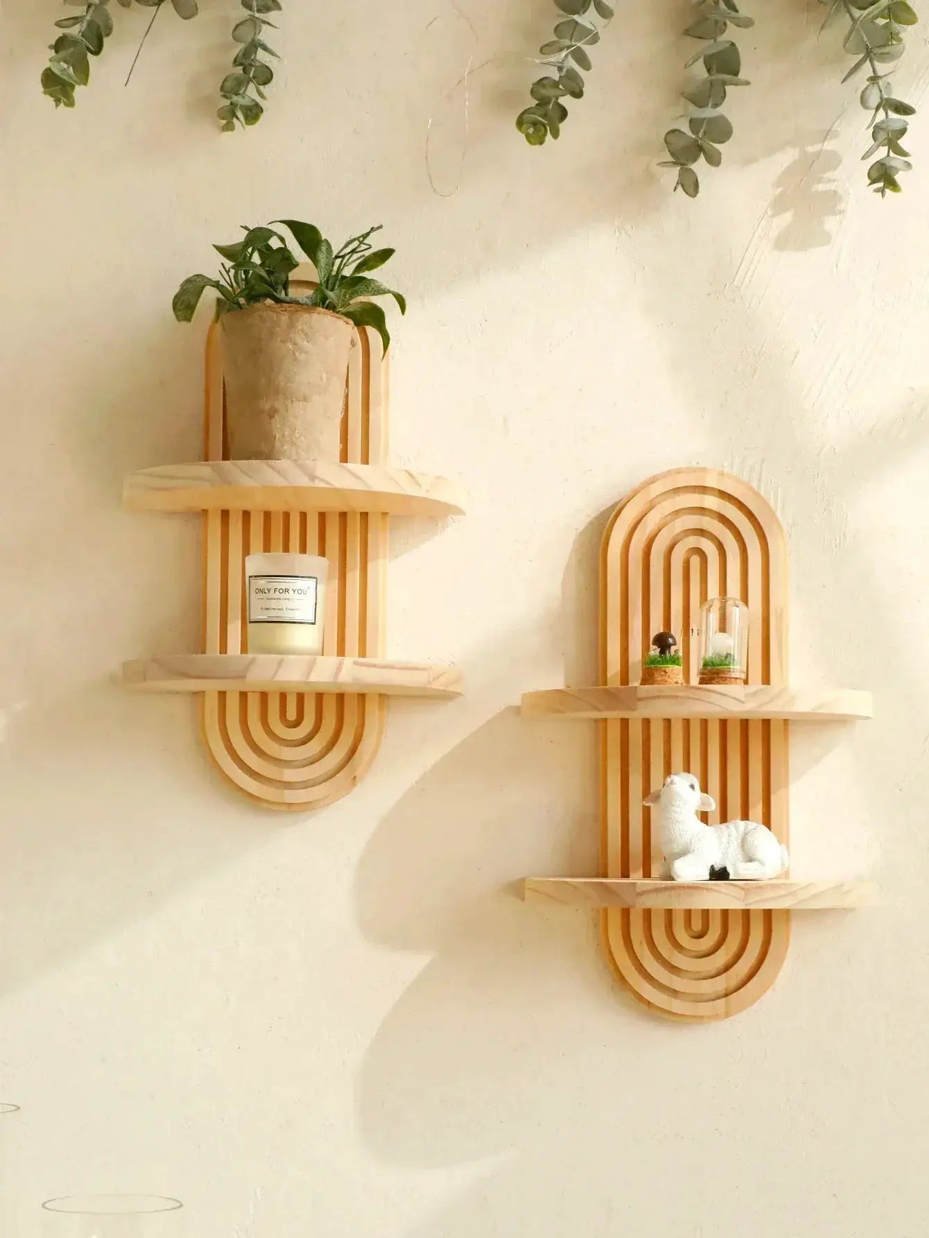 Wall Shelves - Geometric Wooden Natural by House Of Avana