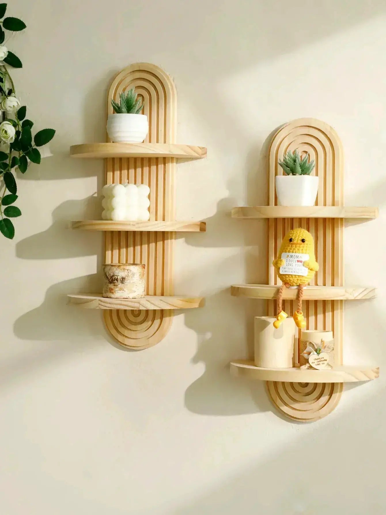 Wall Shelves - Geometric Wooden Natural by House Of Avana