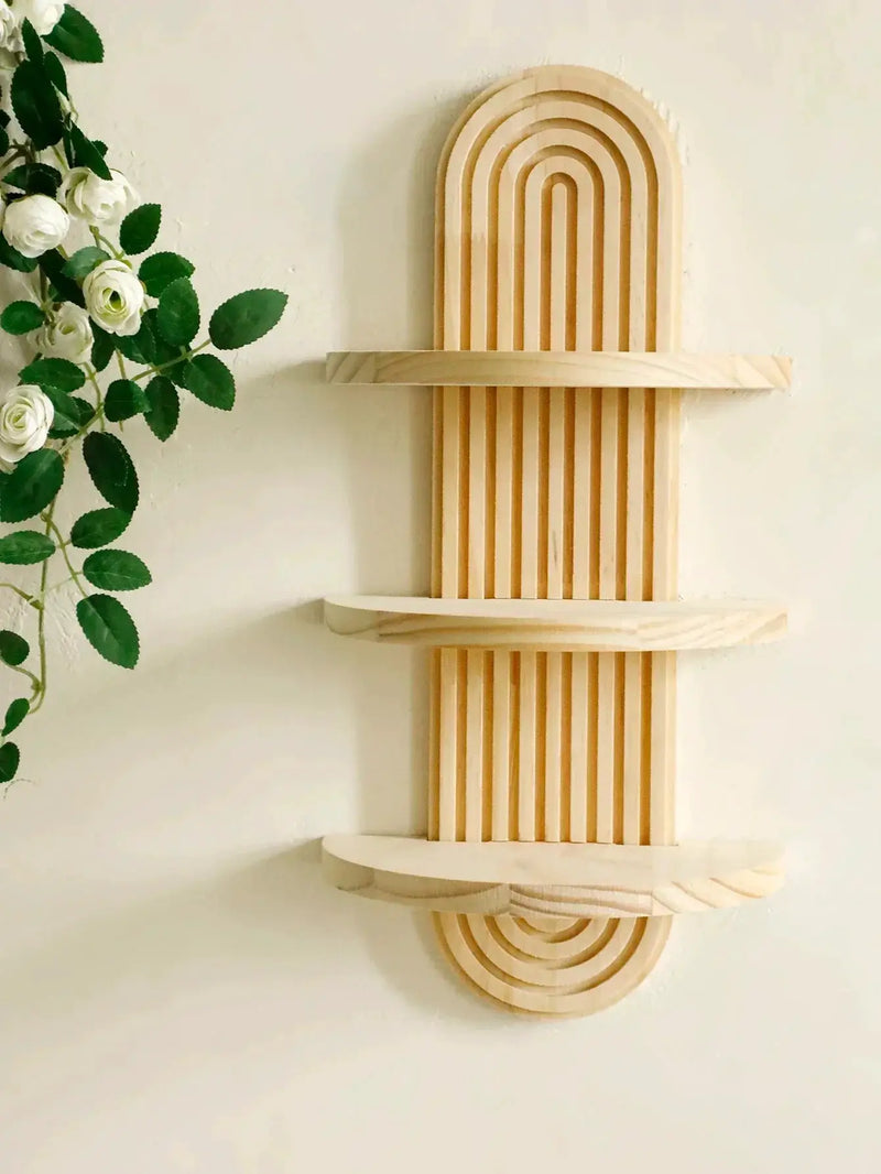 Wall Shelves - Geometric Wooden Natural by House Of Avana