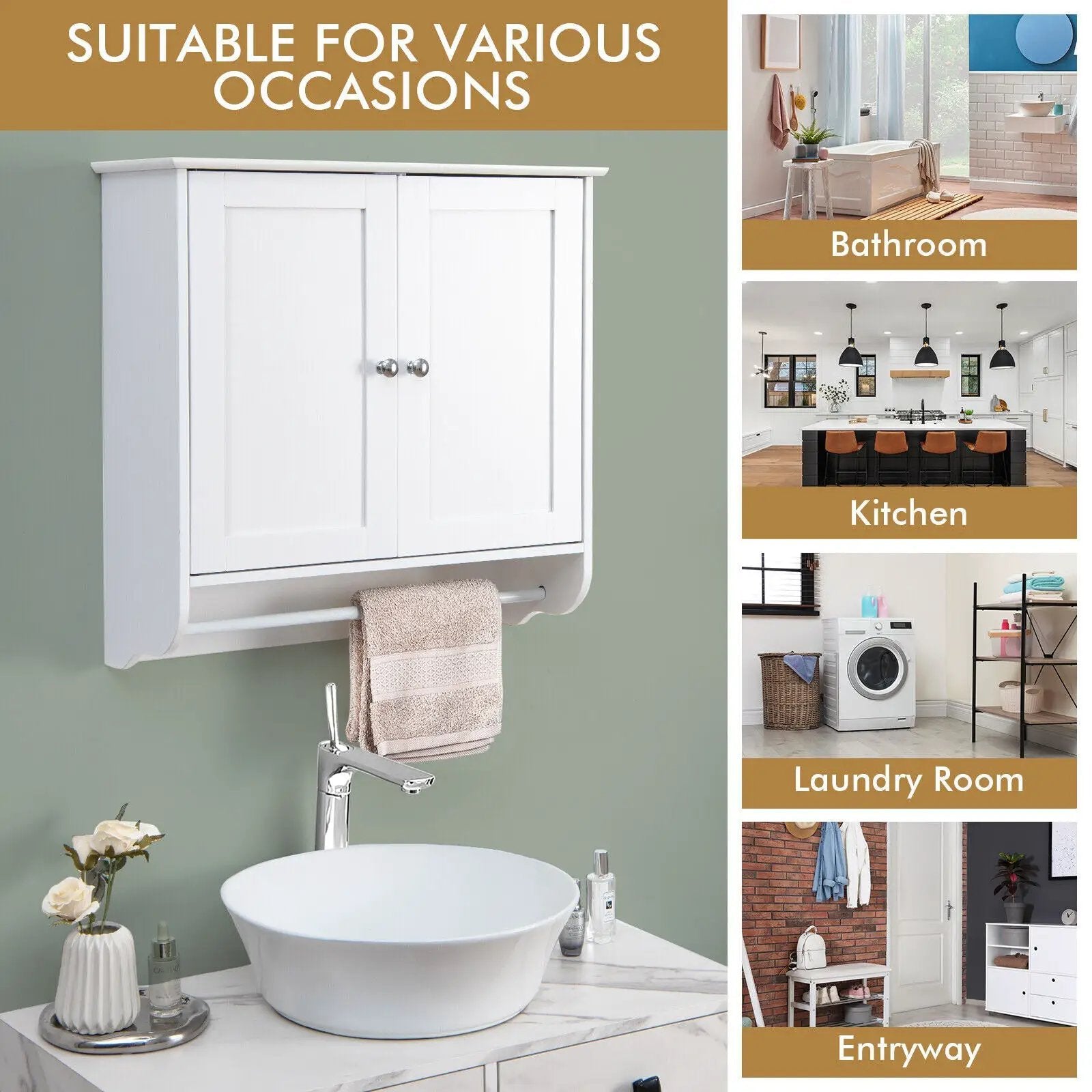 Wall Mounted Bathroom Storage Medicine Cabinet with Towel Bar by DirectDeals