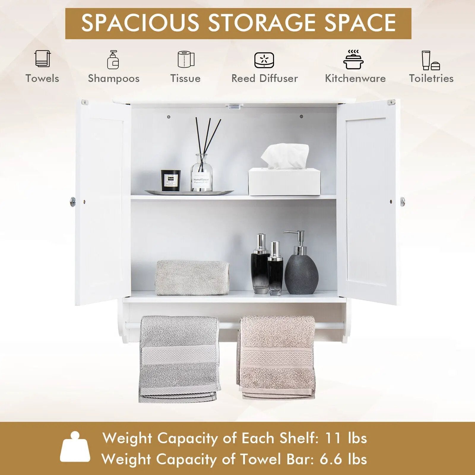 Wall Mounted Bathroom Storage Medicine Cabinet with Towel Bar by DirectDeals