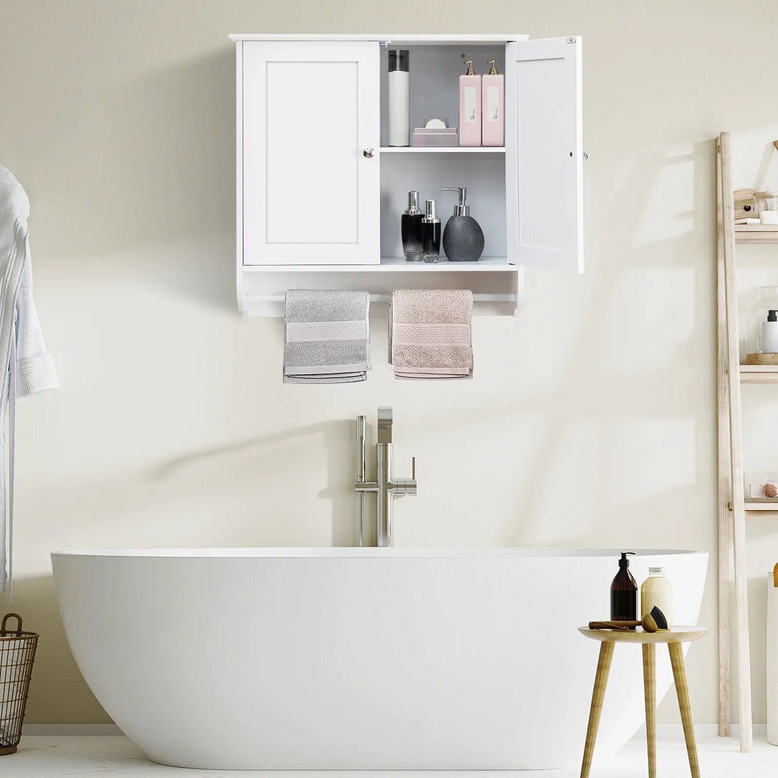 Wall Mounted Bathroom Storage Medicine Cabinet with Towel Bar by DirectDeals