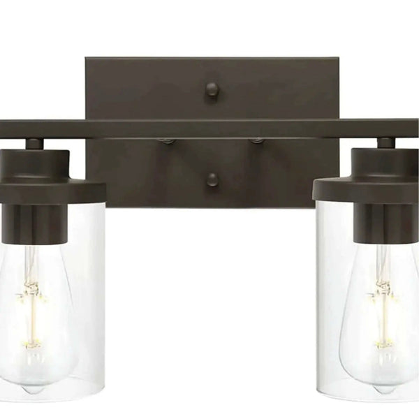 QueeuQ Modern Sconces Wall Lighting 2-Lights with Clear Glass Shade Oil Rubbed Bronze Bathroom Vanity Light Fixtures