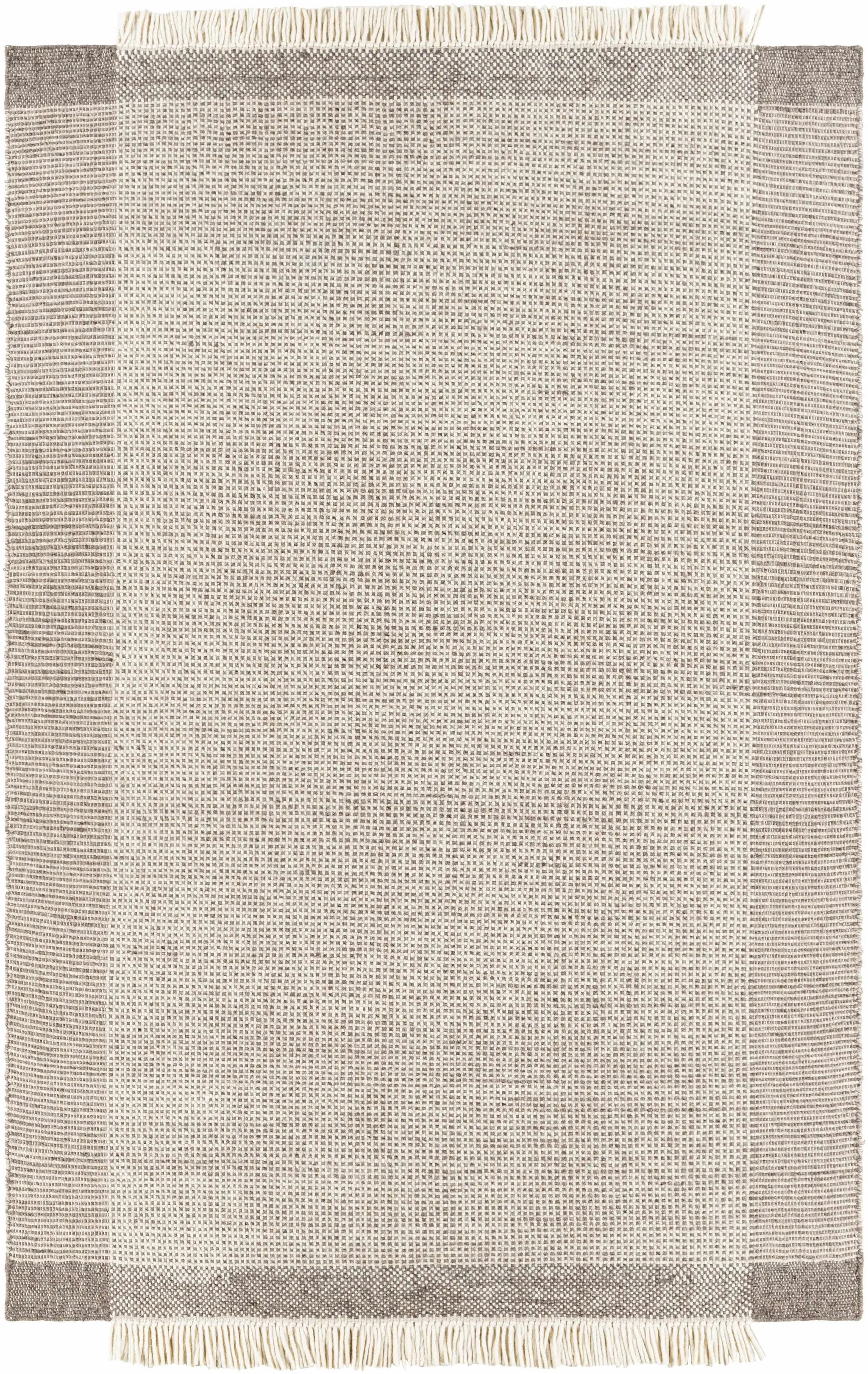 Joelle Beige Grid Wool Rug by Boutique Rugs