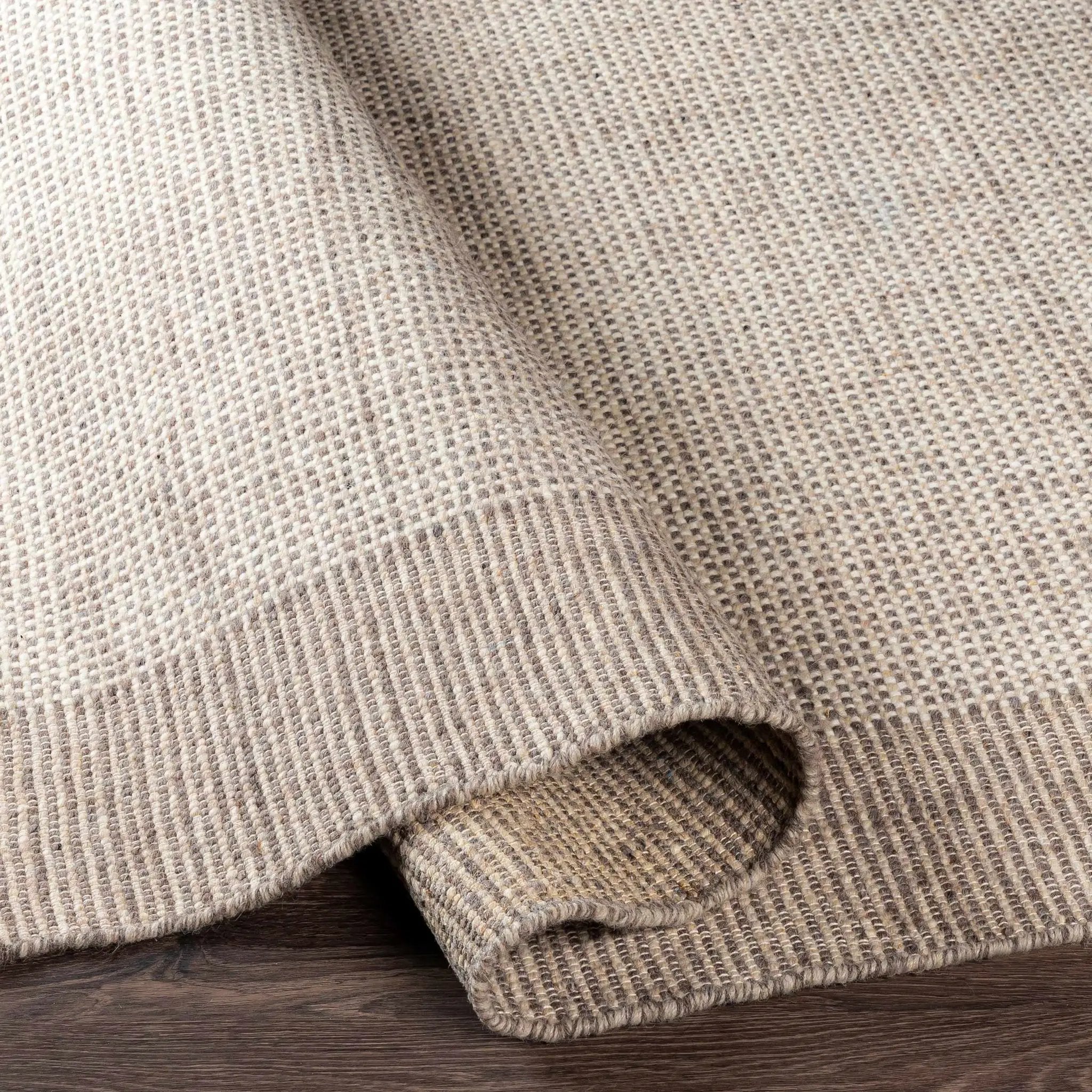 Joelle Beige Grid Wool Rug by Boutique Rugs