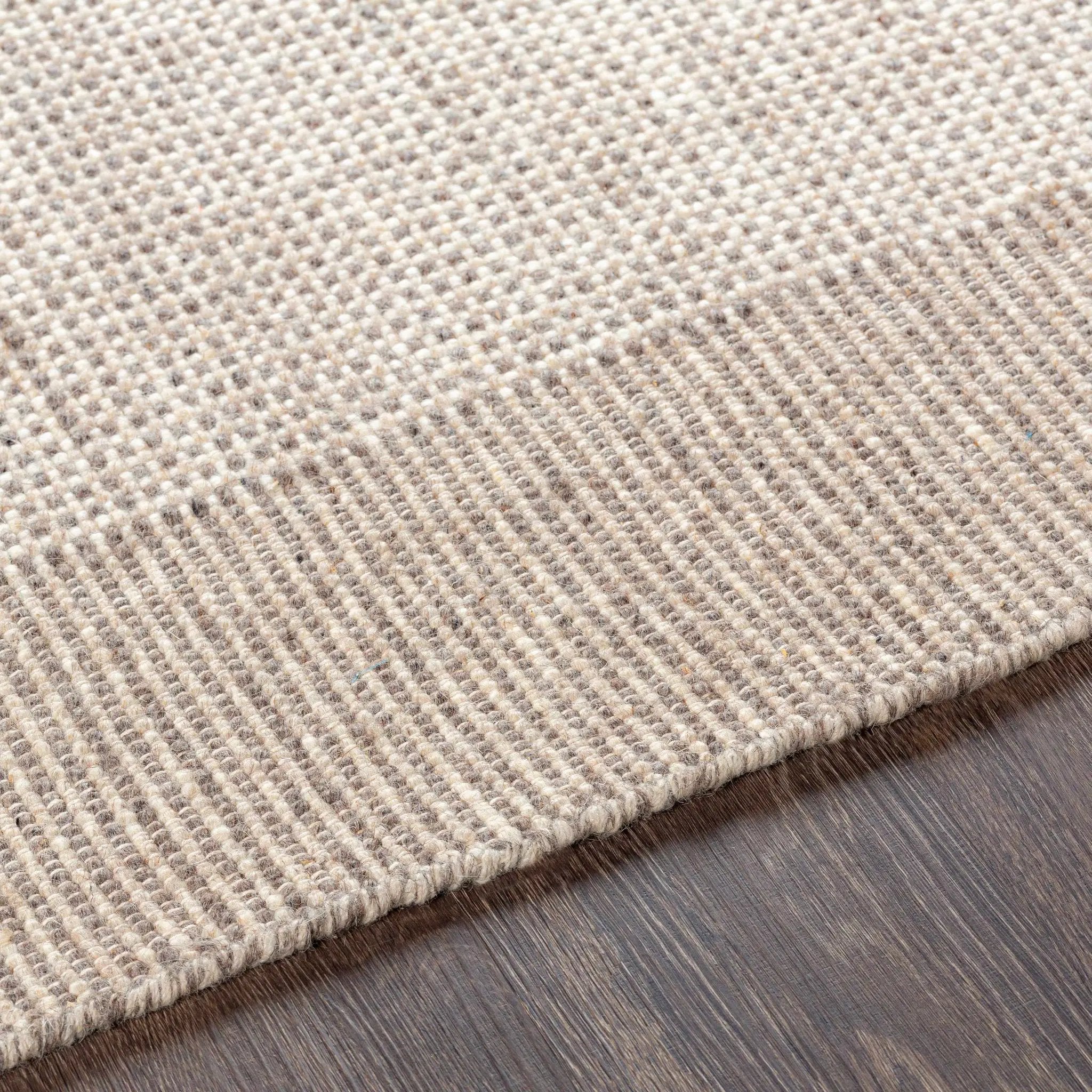 Joelle Beige Grid Wool Rug by Boutique Rugs