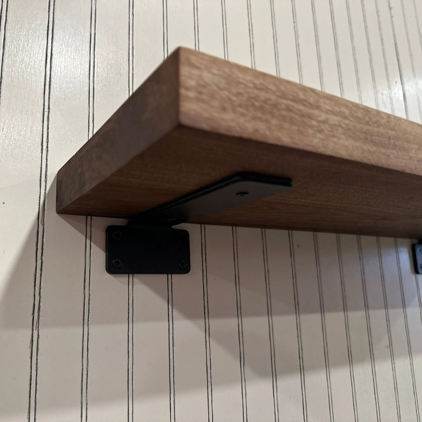 Walnut Wood Floating Shelf with Angle Brackets by Seeds & Sawdust