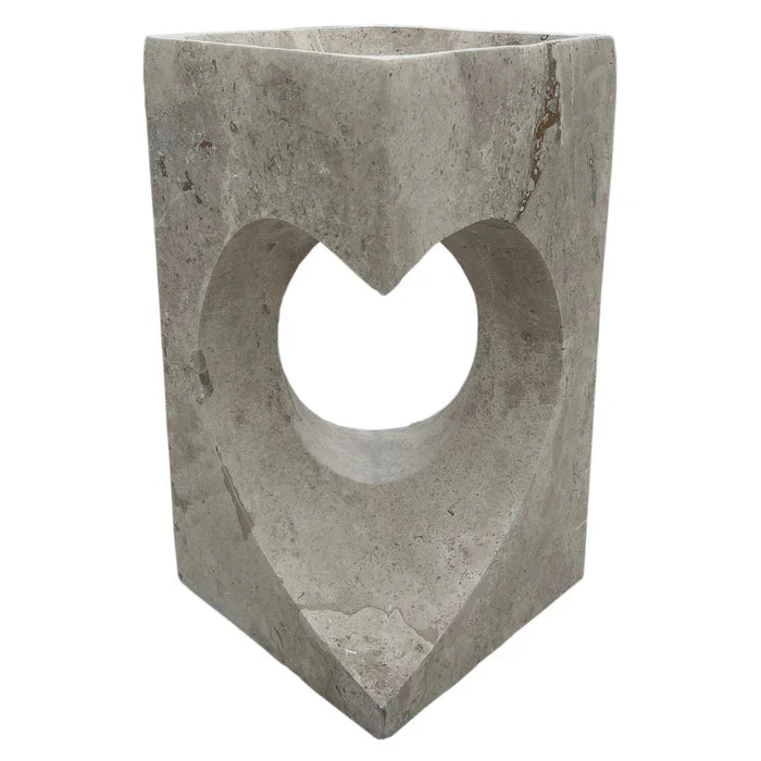 Walnut Travertine Designer Pedestal Stand-Alone Hearth Shape Sink (W)18" (L)18" (H)33" by GobekDesign