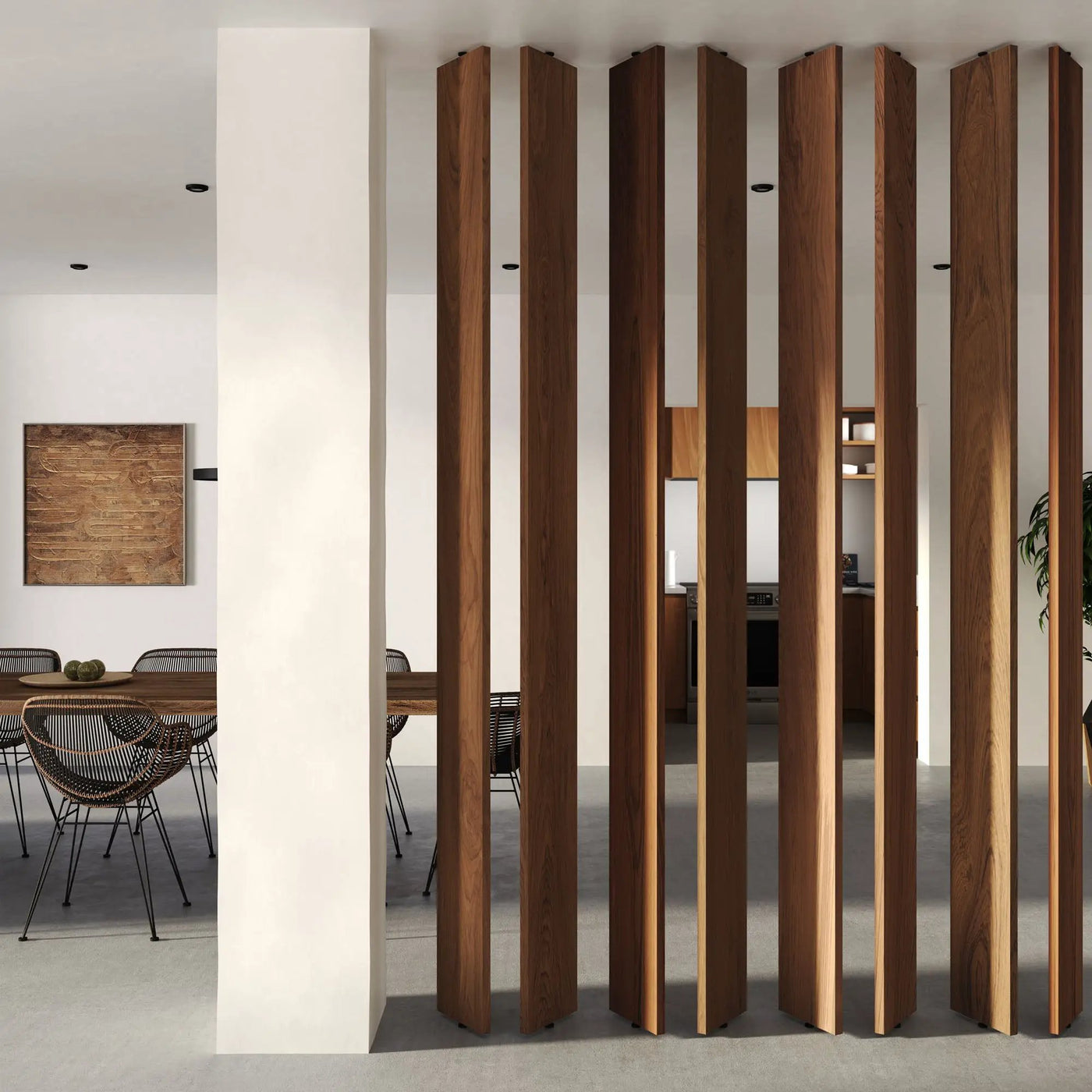 Wide Wood Slat Room Divider by andor willow