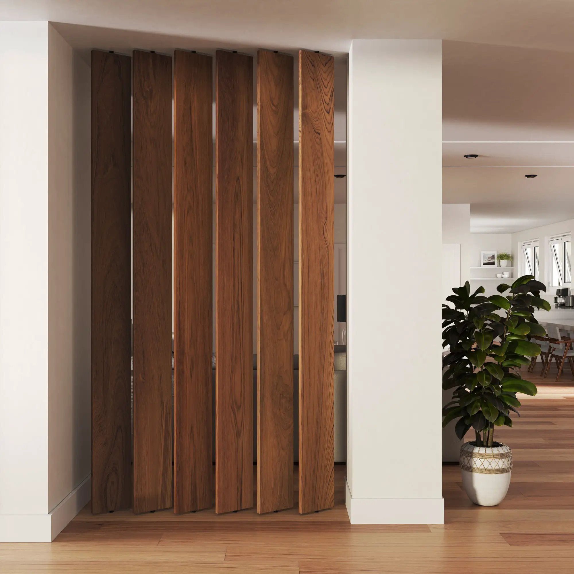 Wide Wood Slat Room Divider by andor willow