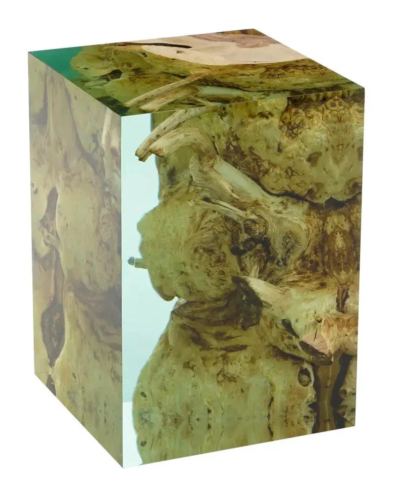 Resin Cube Side Table, Epoxy Wood Stool, Cube Accent Table by Gizz