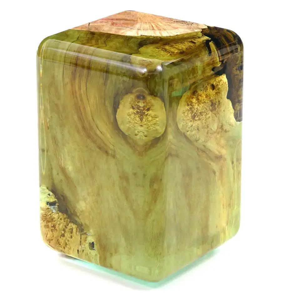 Resin Cube Side Table, Epoxy Wood Stool, Cube Accent Table by Gizz