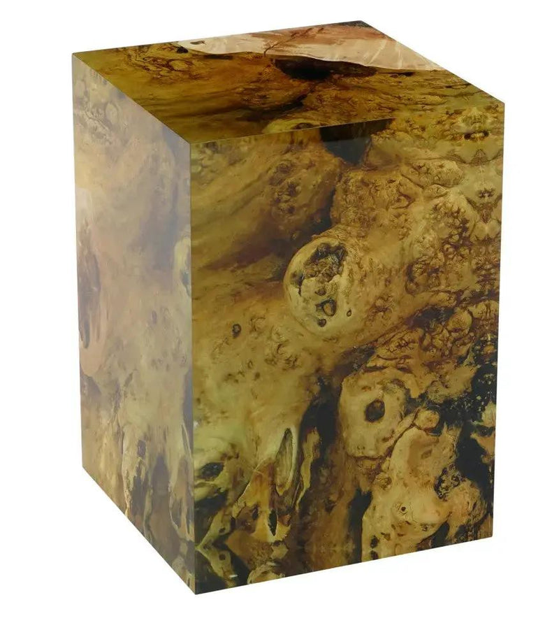 Resin Cube Side Table, Epoxy Wood Stool, Cube Accent Table by Gizz