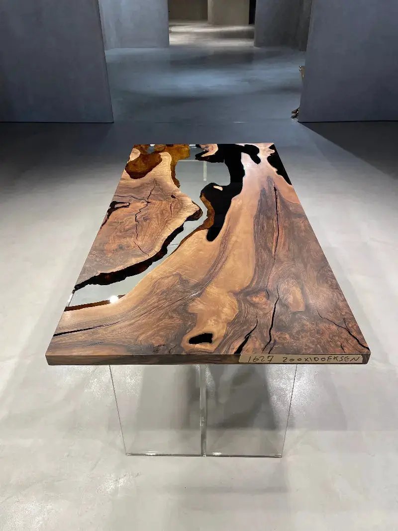 Resin Walnut River Dining Room Table | Voronoi Table by Gizz